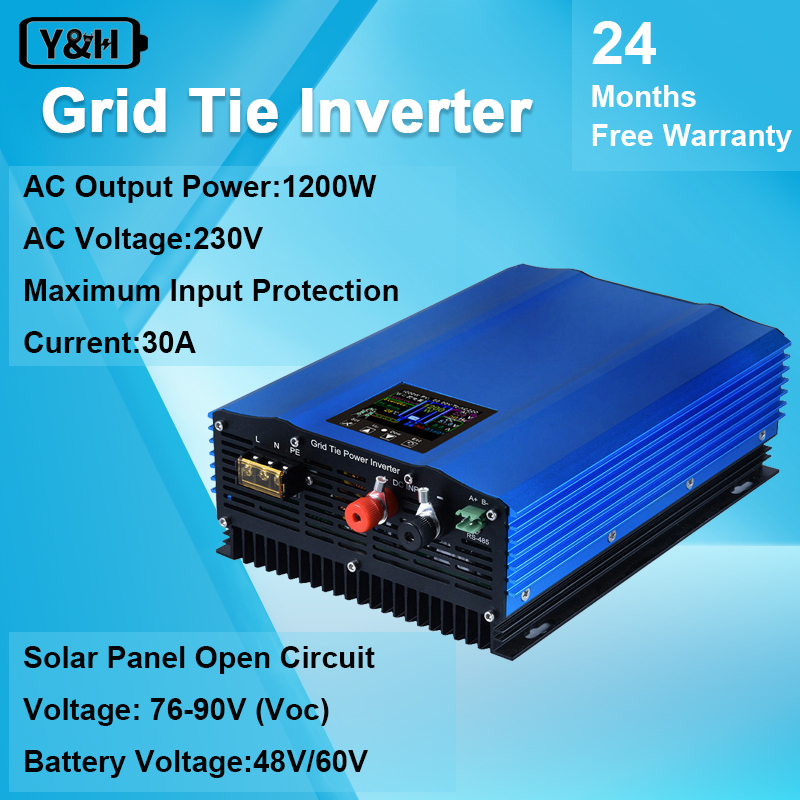 Inverter Solare PMSUN 1200W Con Limitazione Potenza - Display LCD Per Impianti 48V/60V, MPPT Grid Tie