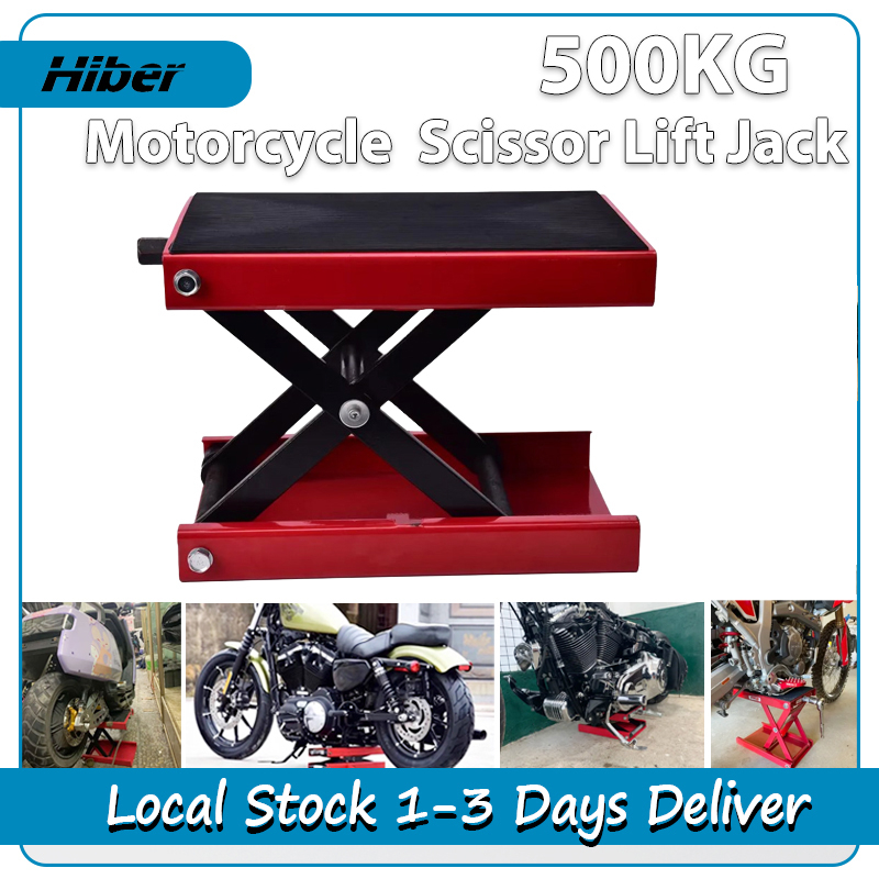 Motorcycle ATV Scissor Lift Jack Crank Hoist Stand with Saddle 1100 lbs