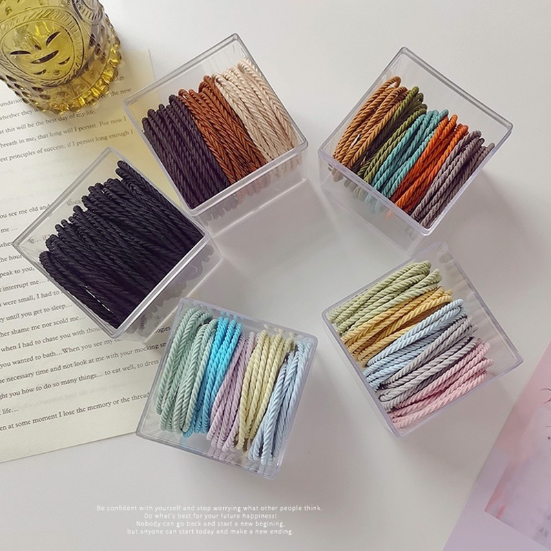 50pcs Elastic Korean High Elastic Color Rubber Hair Rope Hair Tie ...
