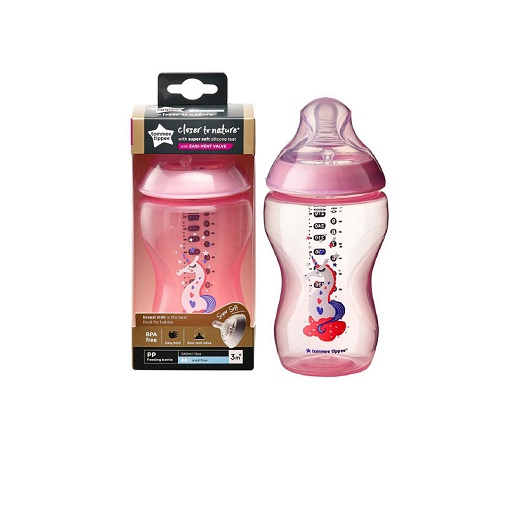 Tommee Tippee CTN 12oz/340ml Bottle Super Soft - Med Flow Teats - (Pink)