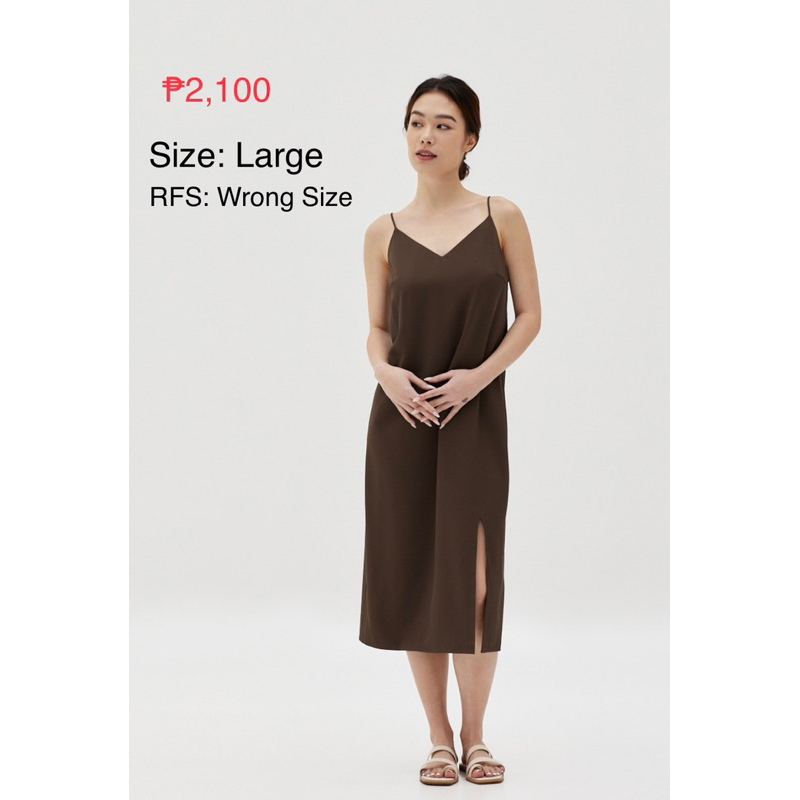 Love Bonito Polina Column Slip Dress Color Brown Size Large | Shopee  Philippines