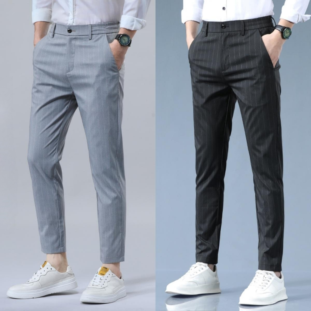 Men's Pants Stripe Casual Korean Pants For Men Slacks & Formal For ...