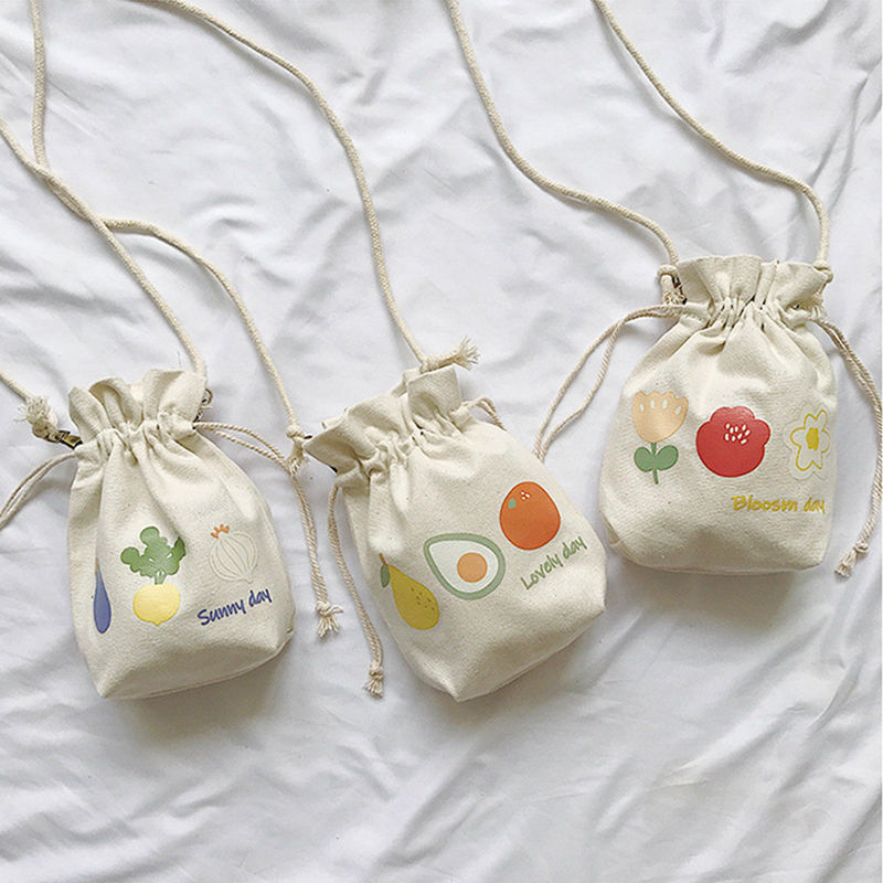Canvas Bucket Bag Art Female Mini Bag Students Versatile Cute