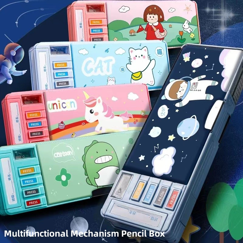 cartoon pencil box cute pencil case for kids multifunctional stationery ...