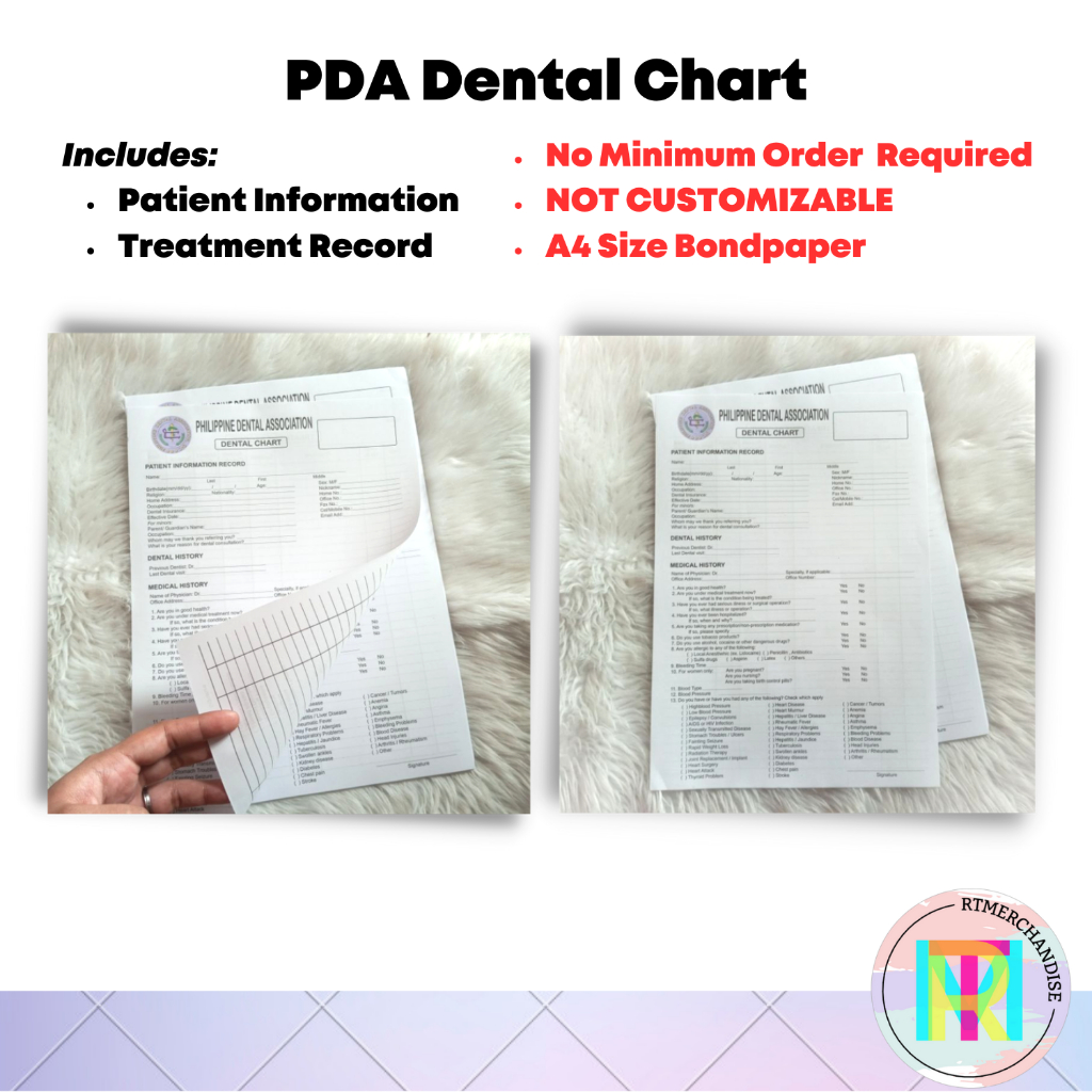 RTM PDA Dental Chart ( 100 leaves A4 Size Bondpaper 70gsm