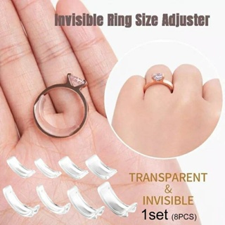 Ring Adjuster for Loose Rings - 12 Pack, 2 Sizes - Ring Size Reducer,  Guard, Holder - Spiral Silicone Sizer Tightener Set with Polishing Cloth -  Ring