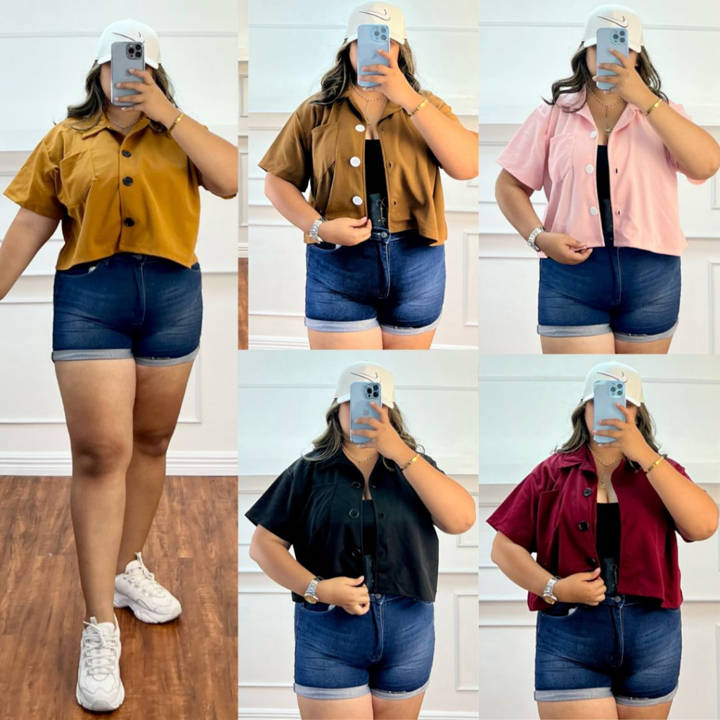 CLASSIC POLO CROP TOP with SIDE POCKET PLUS SIZE XL-3XL BY ...