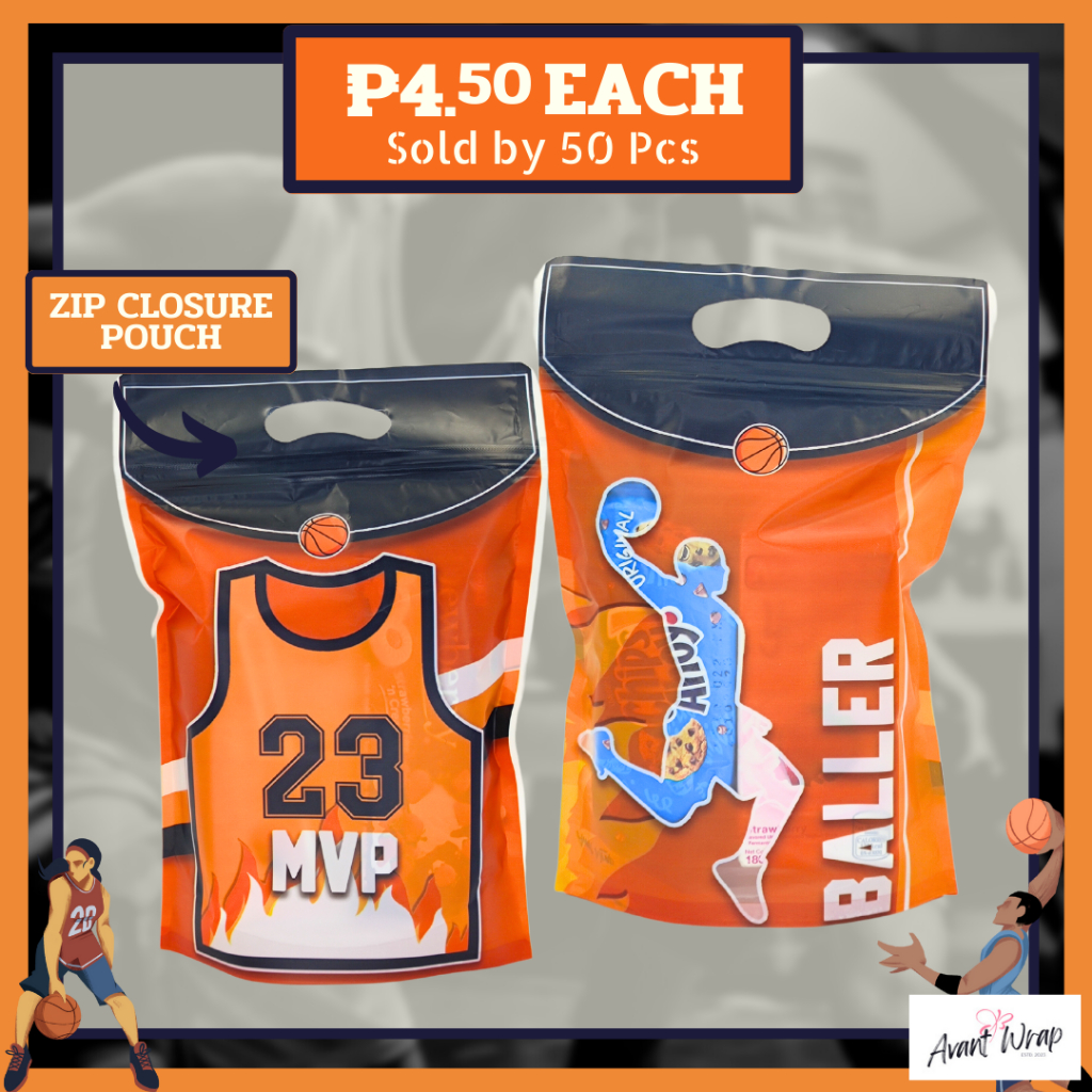 (50 PCS) PP1014 Basketball Loot Bag Chips Bag Chipsbag Ziplock Candy
