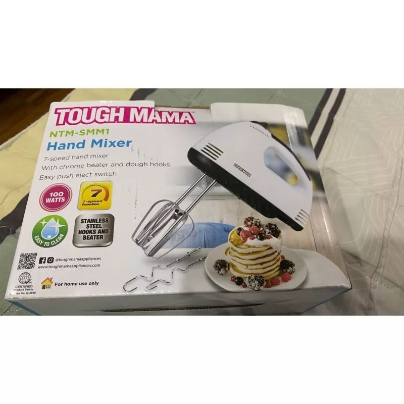 TOUGH MAMA HAND MIXER 7SPEED HAND MIXER WITH CHROME BEATER AND DOUGH