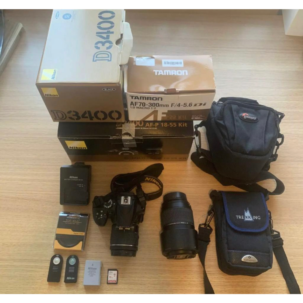 Brand new Nikon D3400 DSLR Camera + Accessories 1855mm & 70300mm