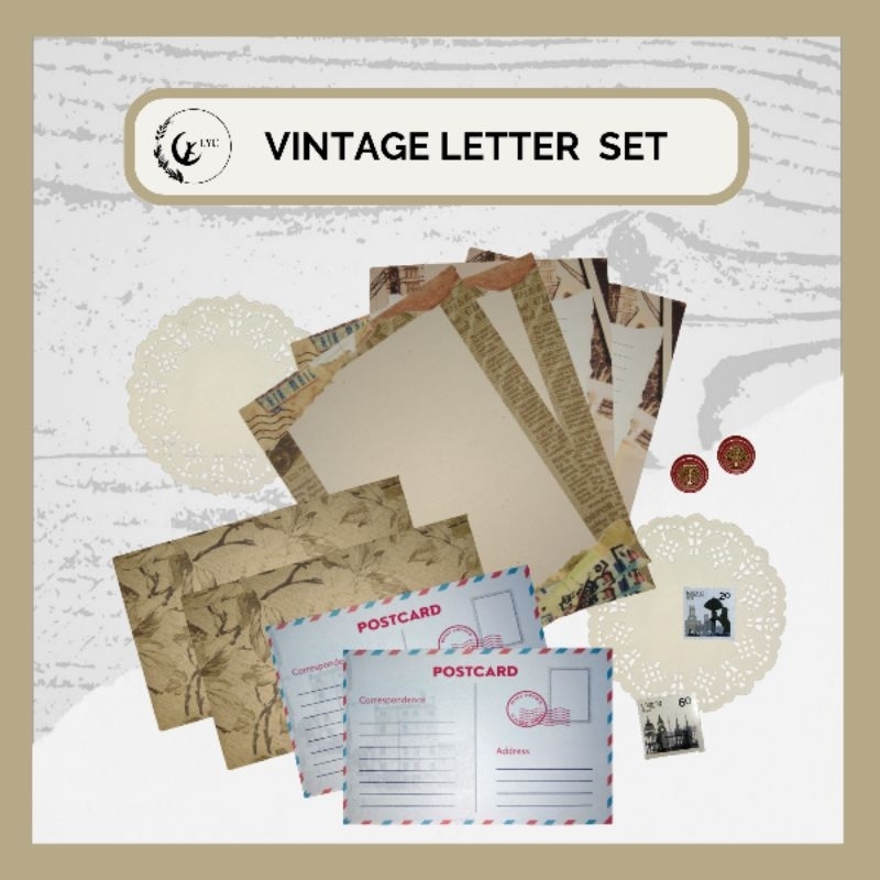 Vintage Letter Set (Stationery) / Vintage Envelope (Size 9 cm by 15 cm