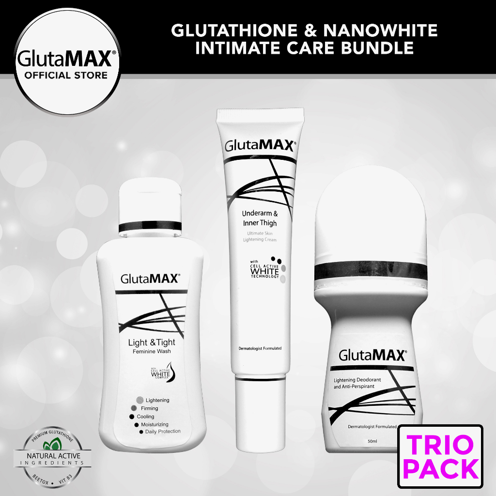 Glutamax Underarm And Inner Thigh Lightening Cream Deodorant And Feminine Wash Intimate Care Bundle 9678