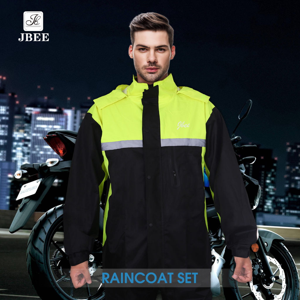 JBEE J0938 Raincoat Set Jacket Breathable Reflective Hooded Waterproof