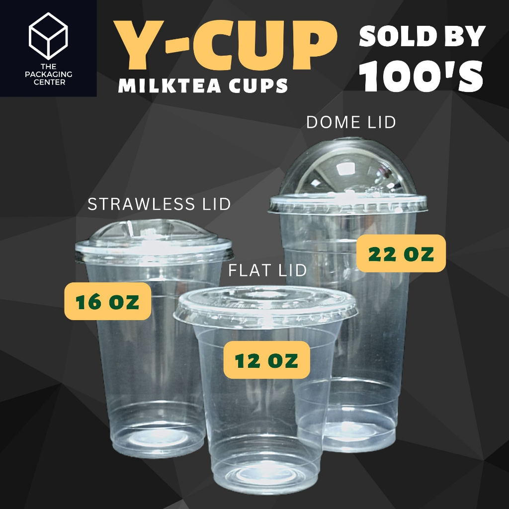 100 Pcs Y Cup 95mm Plastic Pp Milk Tea Cups 12oz16oz22oz Flat Lidstrawless Liddome Lid 1232