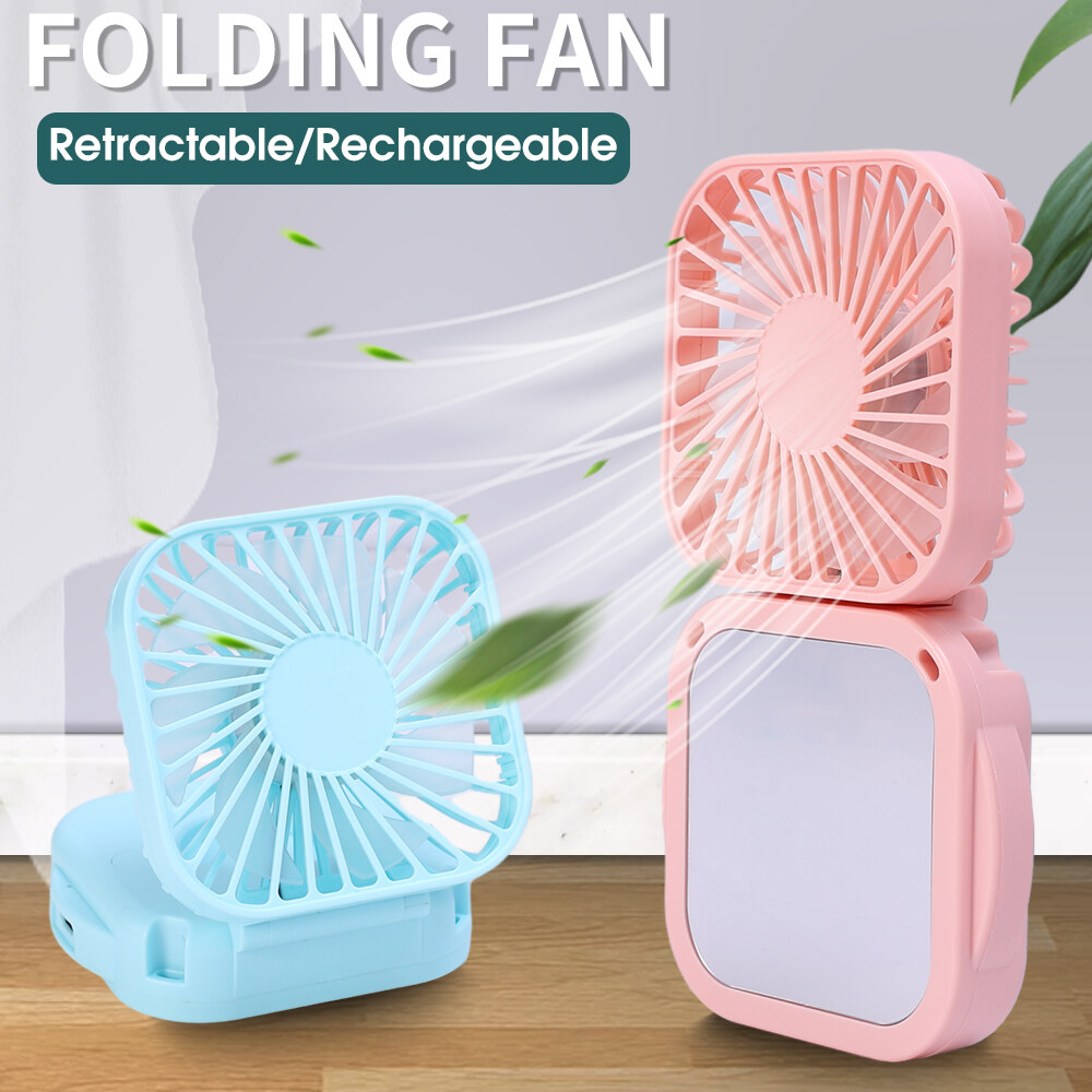 2in1 USB Charging Mini Fan with Mirror Handheld & Desk Fan | Shopee ...