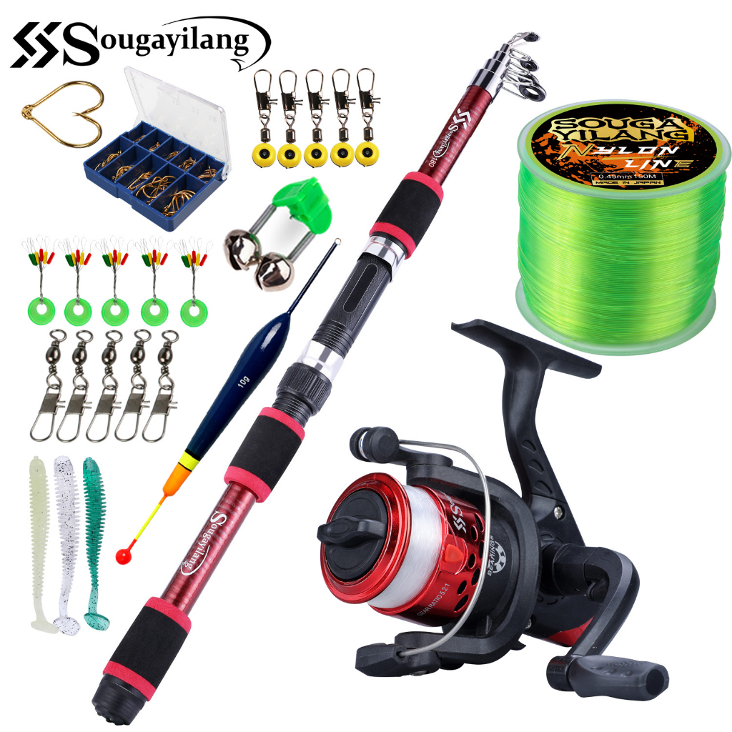 Sougayilang 1.8m 6 Sections Spinning Fishing Rod 5.5:1 3bb All Set For ...