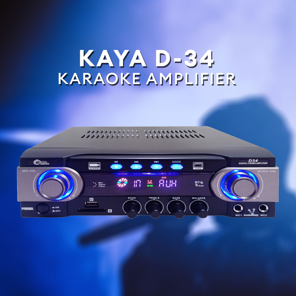 Kaya (D34) Bluetooth Karaoke Amplifier / Videoke Amplifier 450 Watts x2