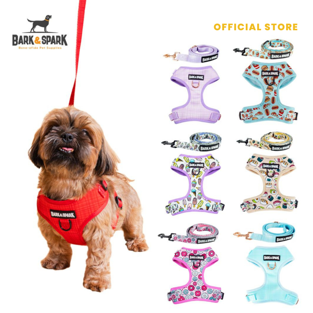 Bark and Spark Dog Harness and Leash Set Soft and Durable Neoprene