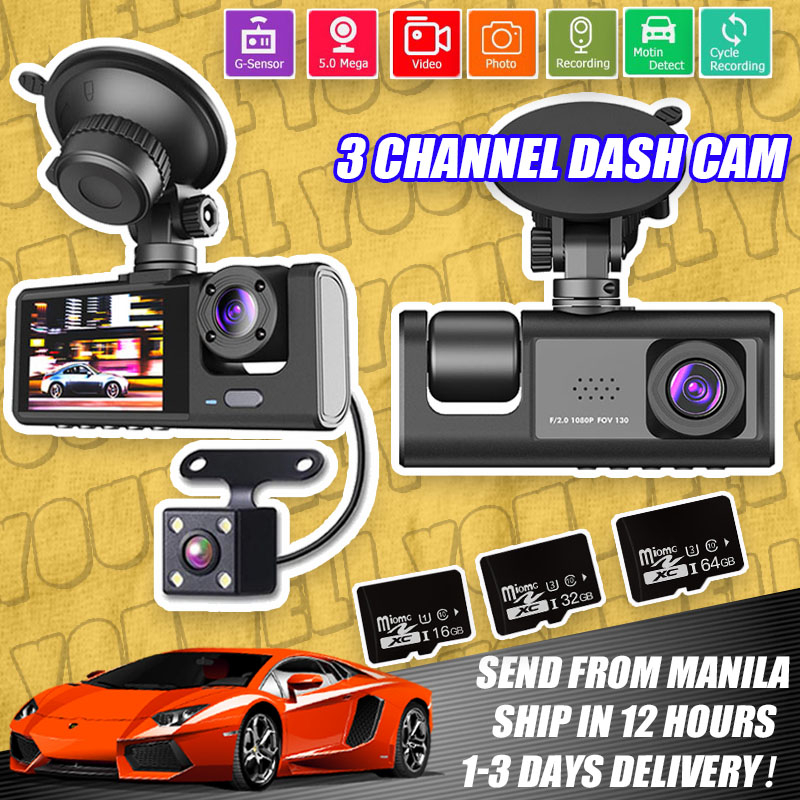 1080P HD 3 Camera Dash Cam Car Front And Rear 4K Night Vision Car View