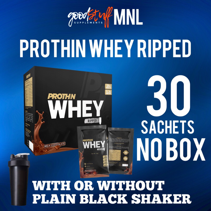 Prothin Whey Ripped 30 sachets no box | with or without shaker | Shopee ...