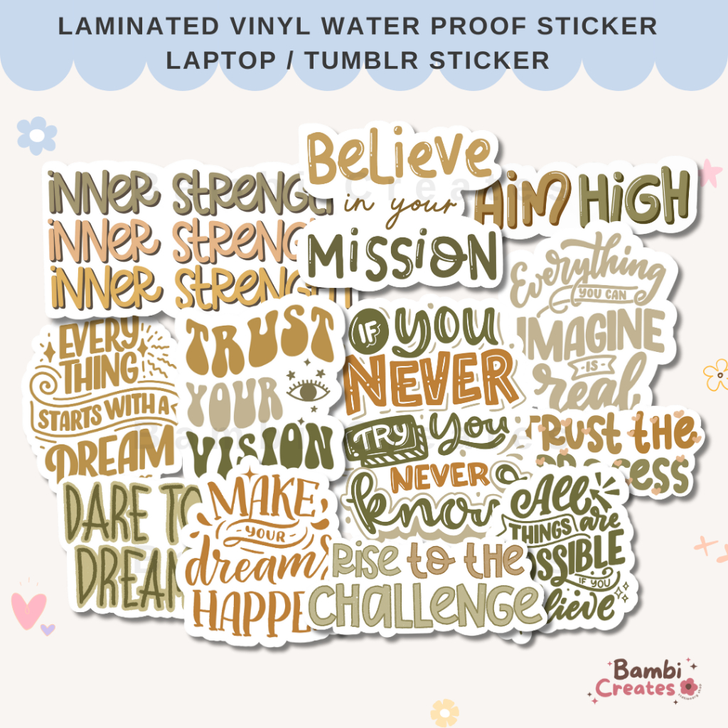 Laminated Matte Vinyl Sticker Motivational Sticker Tumblr Sticker ...