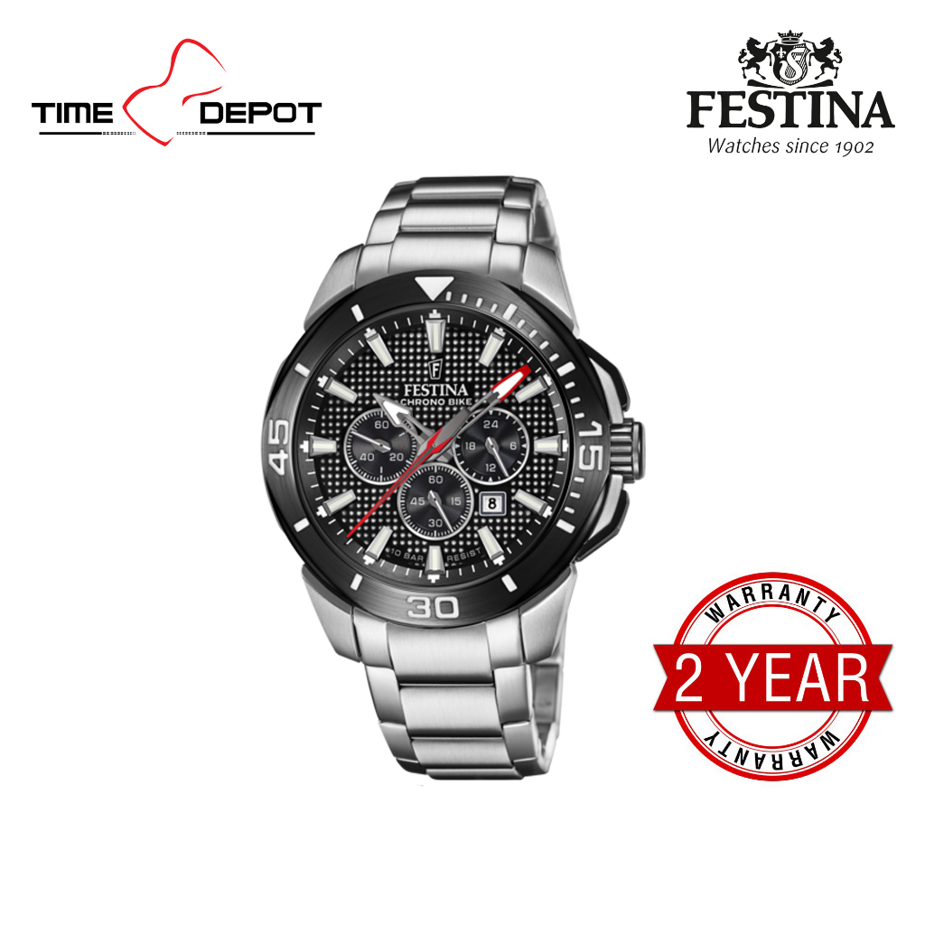 Festina F20641 4 Chrono Bike Chronograph Silver Stainless Steel Strap Watch For Men