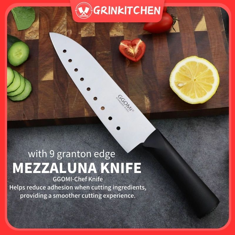 GGoMi mezzaluna knife chef knife granton knife sharp kitchen knife
