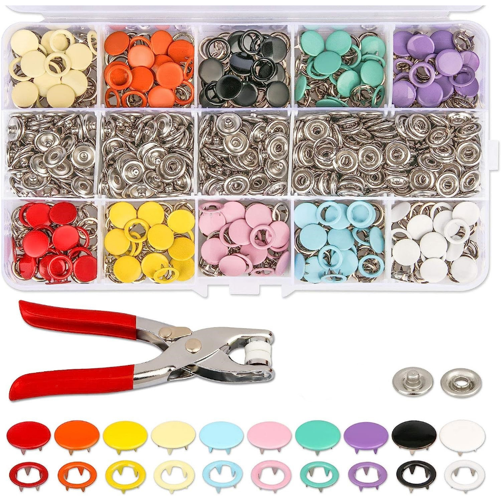 Snaps Buttons for Sewing with Snap Plier Metal Snaps for Clothes Bib Crafting Snap Fastener Kit