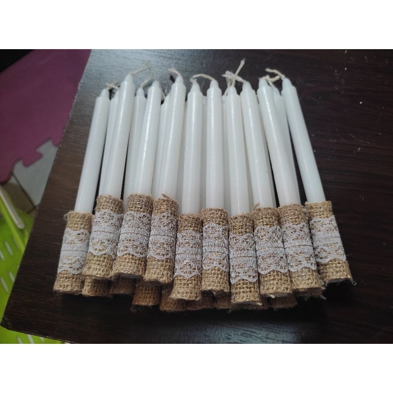 Lace Boho Rustic Candle Christening Baptismal Debut Candle (min of 10