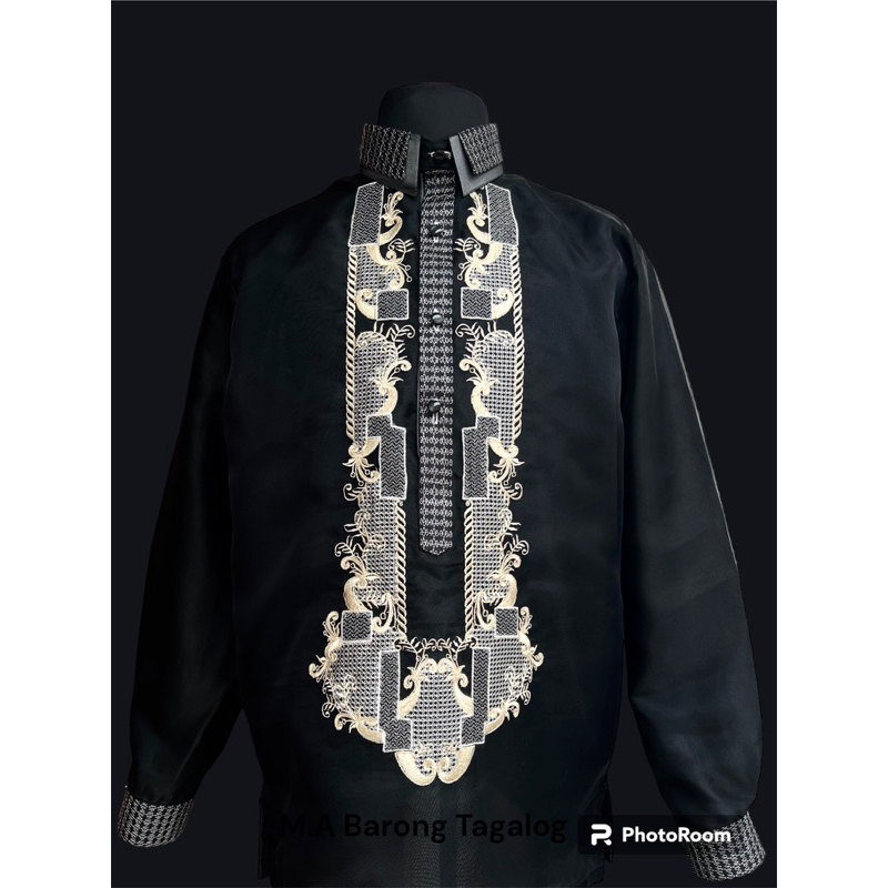 Barong Tagalog Double collar Navy Blue ,Black,Cream. Shopee Philippines