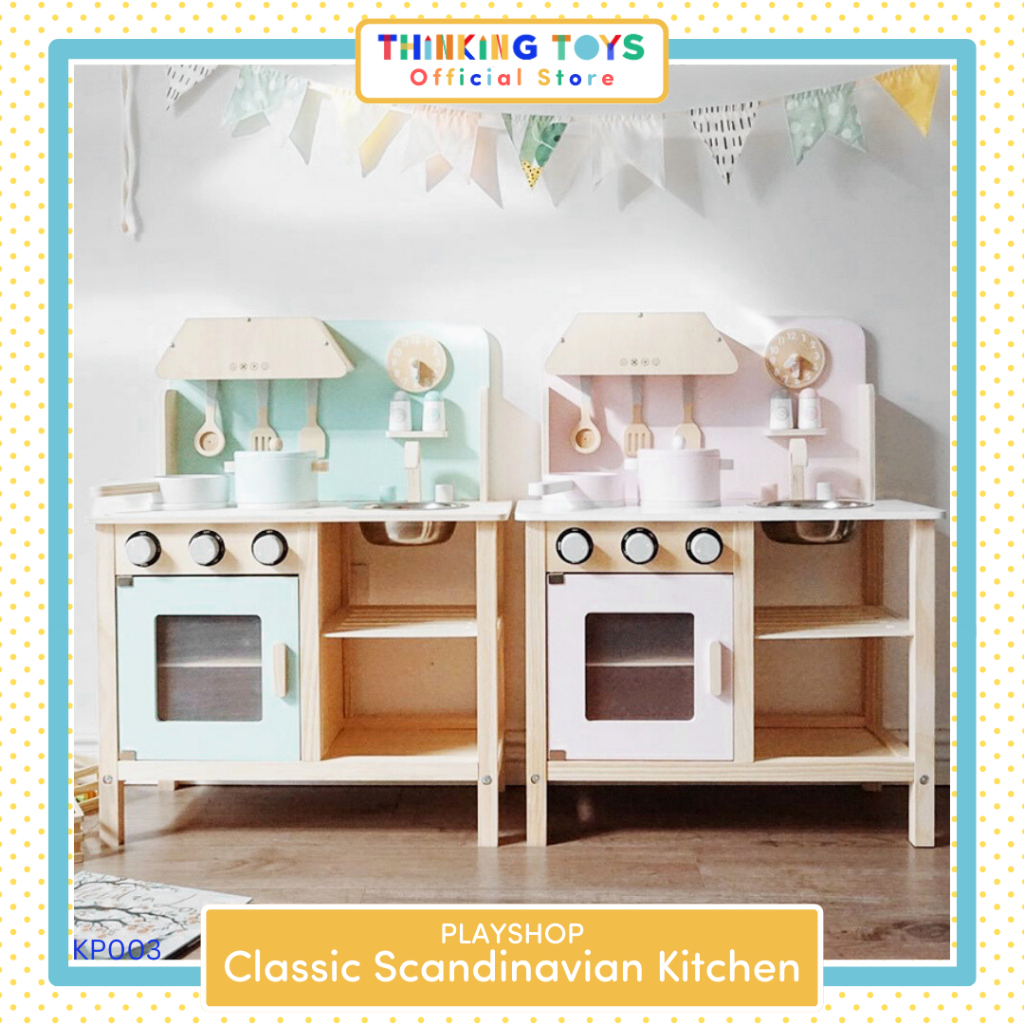Thinking Toys PLAYSHOP Wooden Classic Scandinavian Kitchen Playset