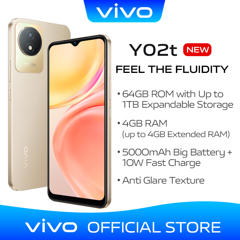 Vivo Y02t Cellphone 64gb Rom+1tb Expandable Storage Smartphone 5000mah Big Battery Fast Charge
