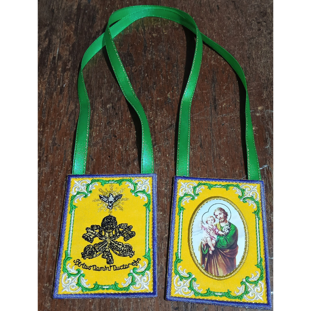 TS23 125,126 Premium GOLD Scapular of Saint St Joseph green purple ...