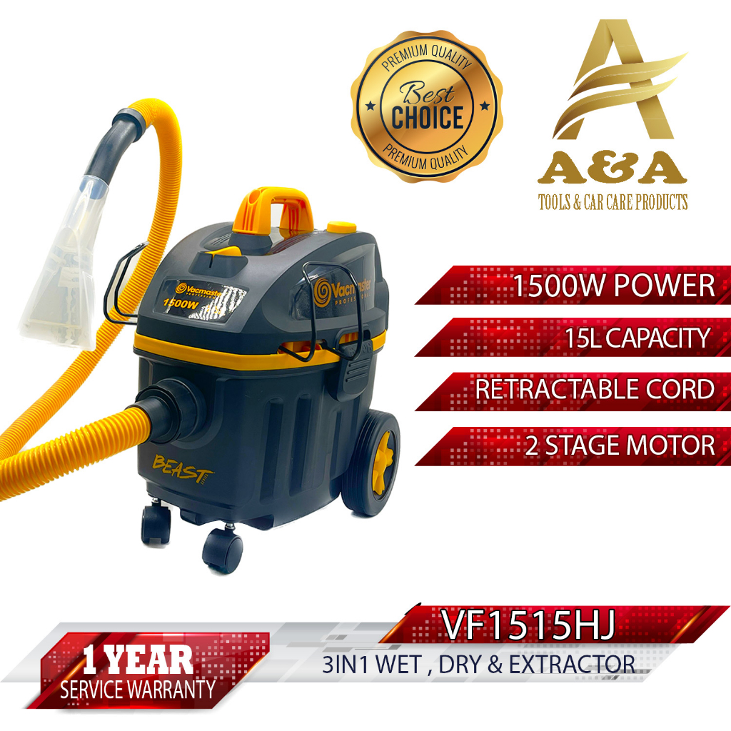a Vacmaster Wet Dry Extactor Vacuum Cleaner with HEPA Filter 1500W 15L