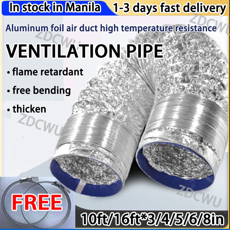 3,4,5,6,8in * 16ft Exhaust Pipe Vent Hose Outlet Tube Portable aluminum