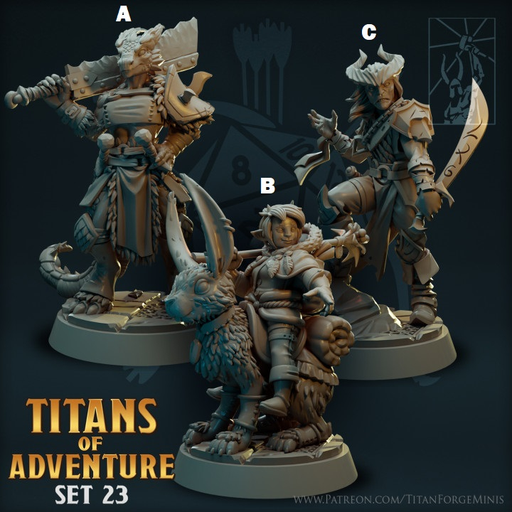 Titans Of Adventure Set 23 - Dragonborne, Gnome Rider and Tiefling DND ...