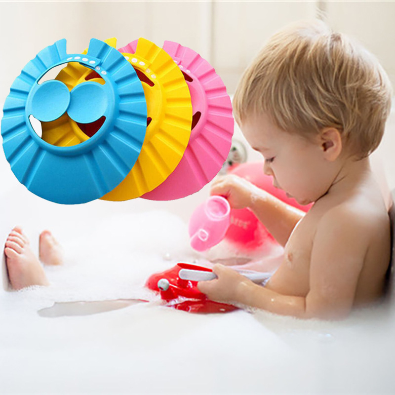 Baby Shower Cap Adjustable Silicone Shampoo Bath Cap Visor Cap Protect