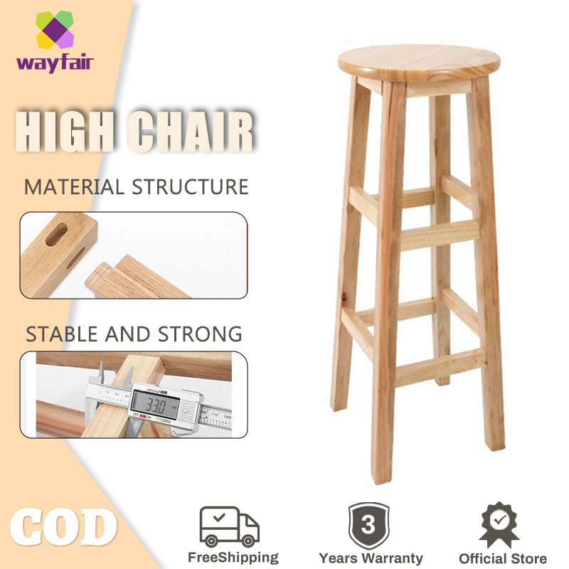wayfair High Chair Solid Wood Front Desk Bar Stool Chair 80cm Nordic ...