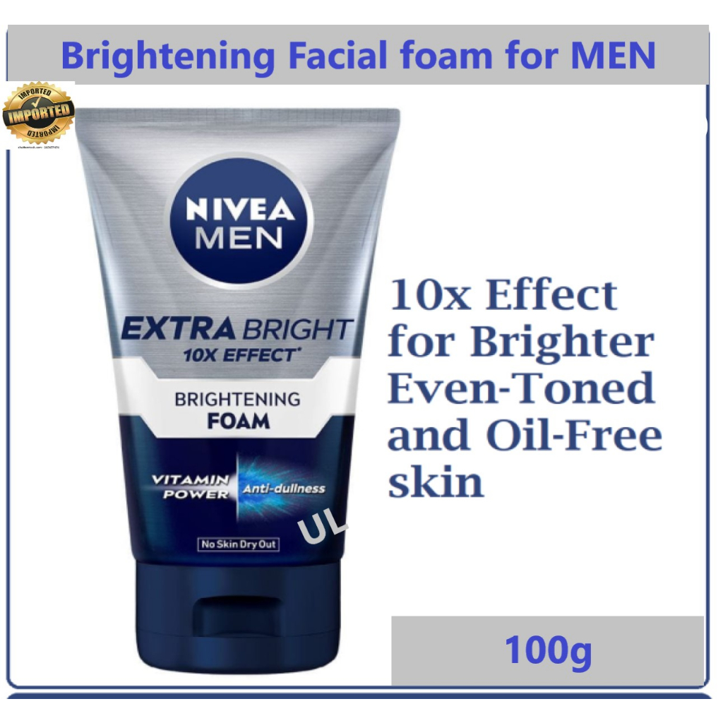 NEW NIVEA MEN Extra Bright 10X Effect Brightening Foam 100 g / Anti ...