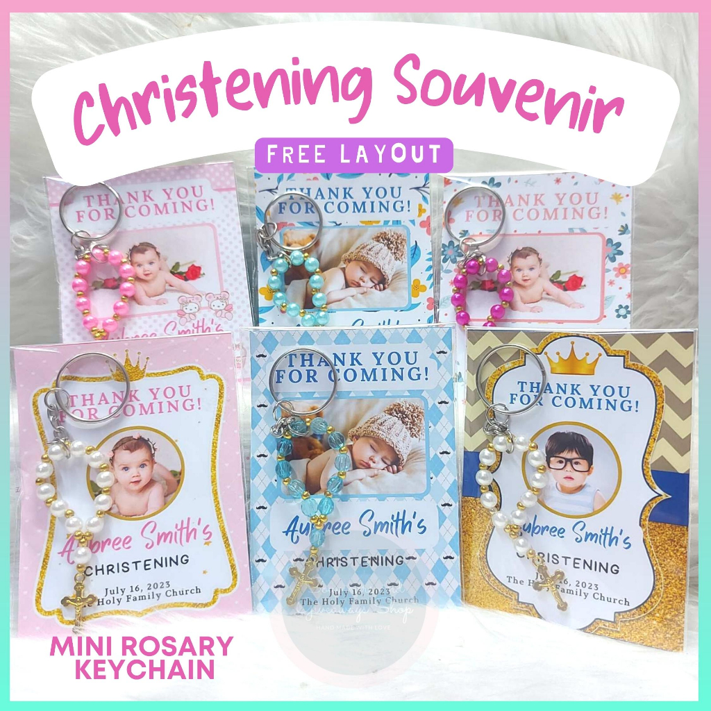 Customized Mini Keychain Rosary Baptismal Christening