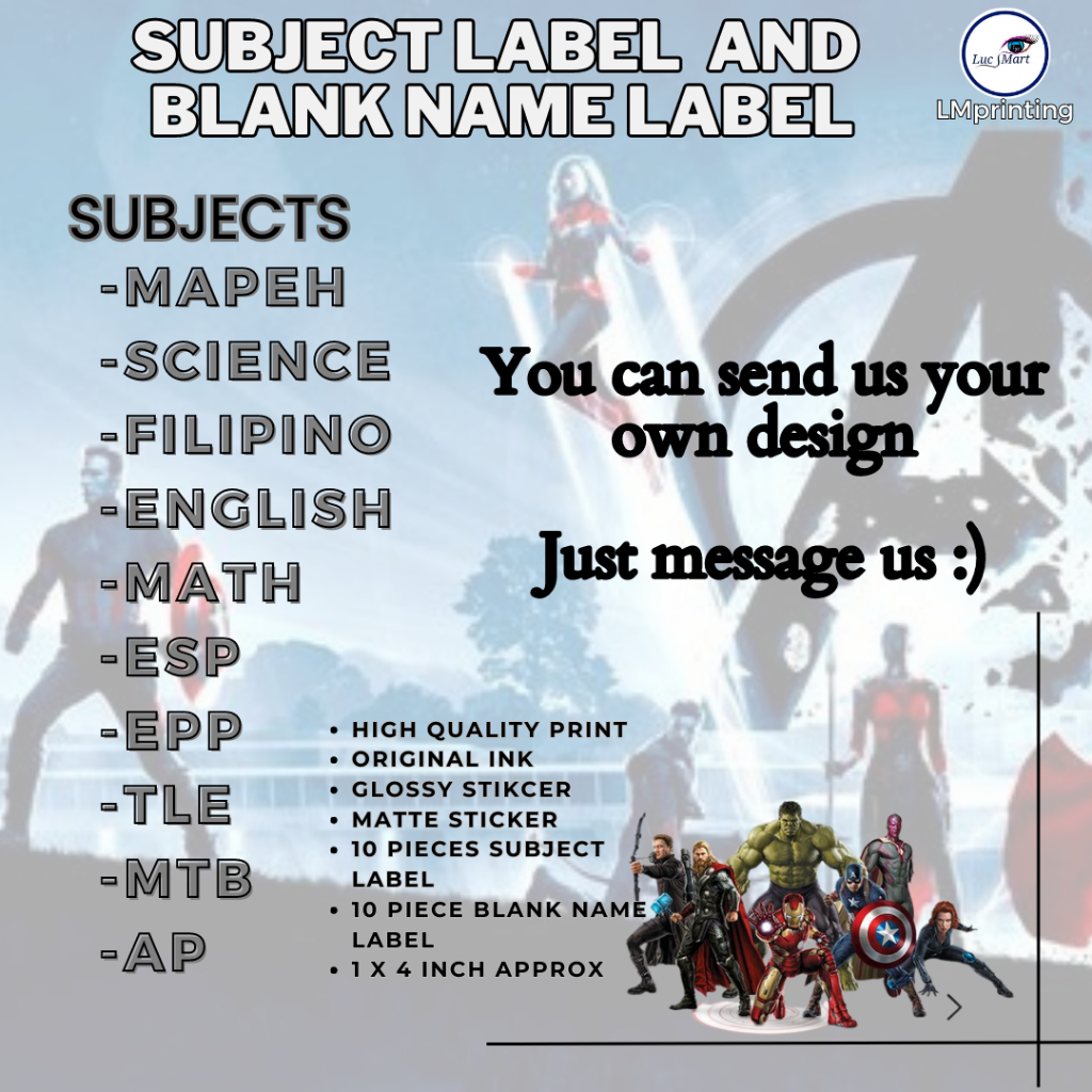 LUCSMART fast shipping -MARVEL AVENGERS THEMED STICKER LABEL AND NAME ...