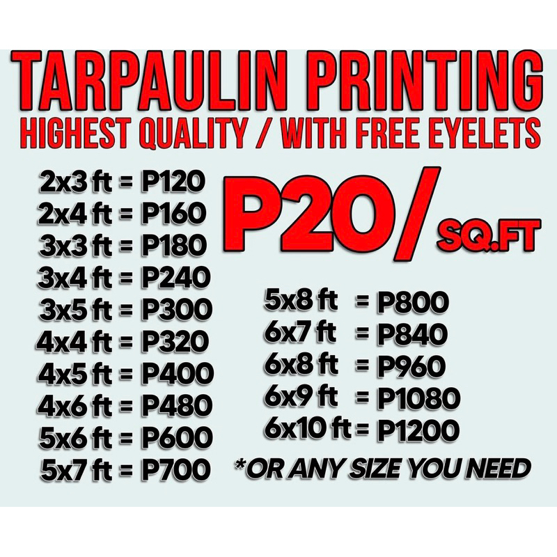 Tarpaulin Printing / Large Format Printing Shopee Philippines