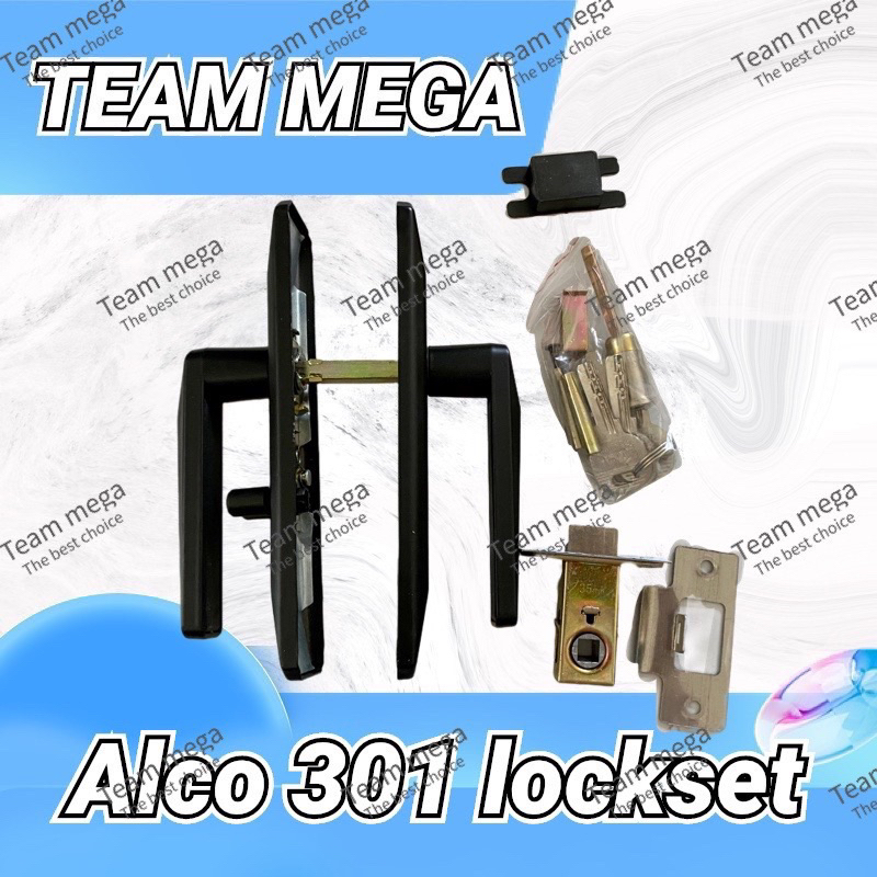 ALCO 301 LOCKSET BLACK/WHITE for Toilet kitchen glass door lock Bathroom Glass Door Lock