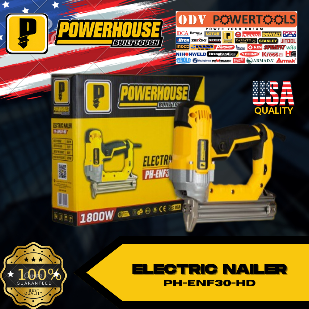POWERHOUSE USA Electric Nailer Gun w/Adjustable Pressure 1800W PHENF30