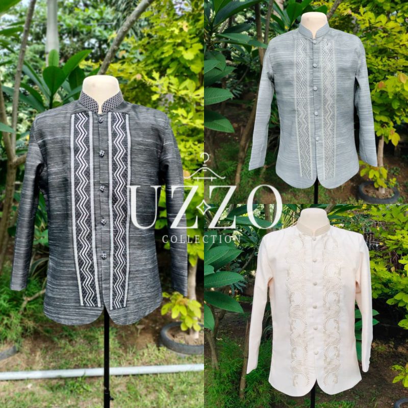 UZZO Modern Coat Barong Tagalog for Men Piña Jusilin Fabric makapal ...