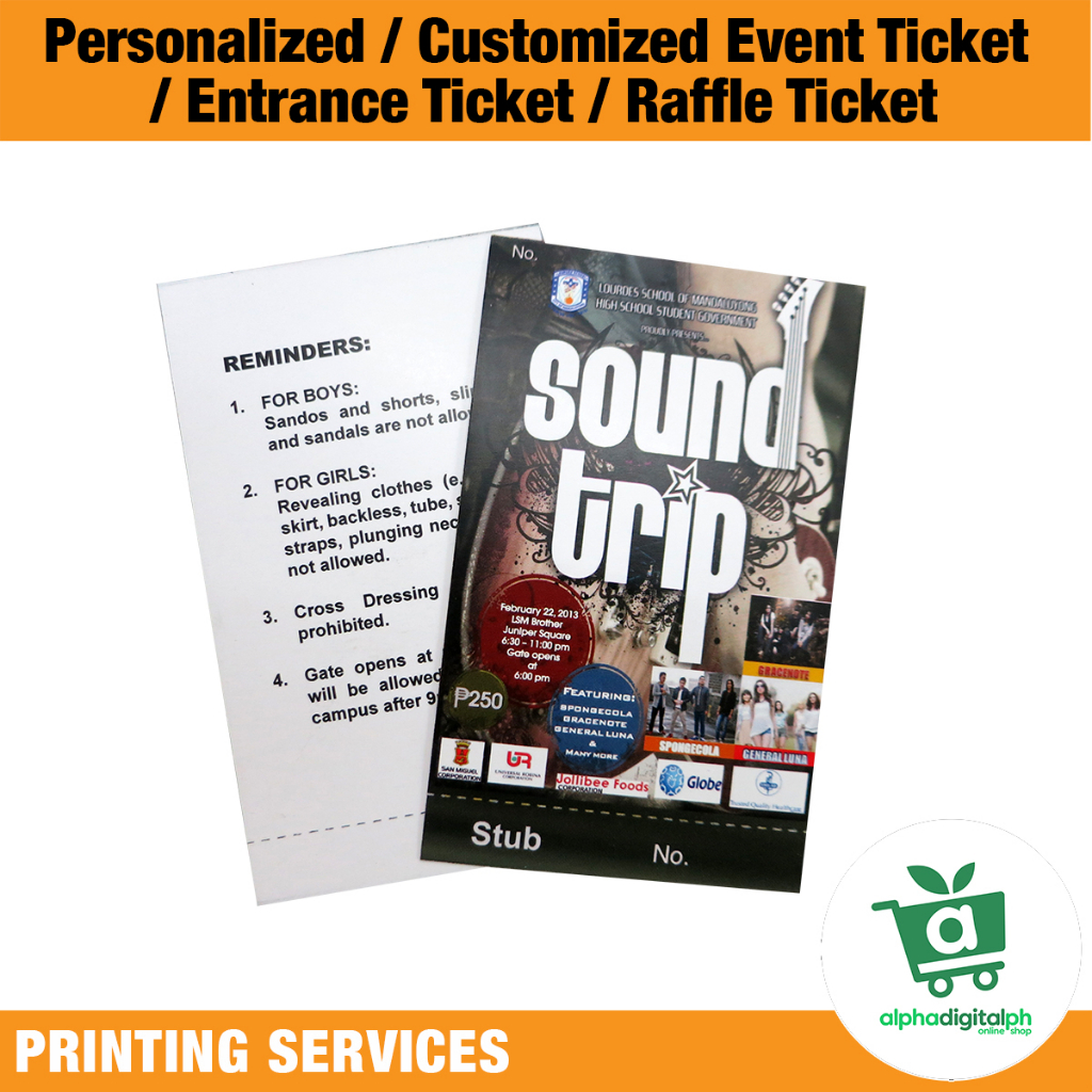 Personalized Customized Event Ticket Entrance Ticket Raffle Ticket