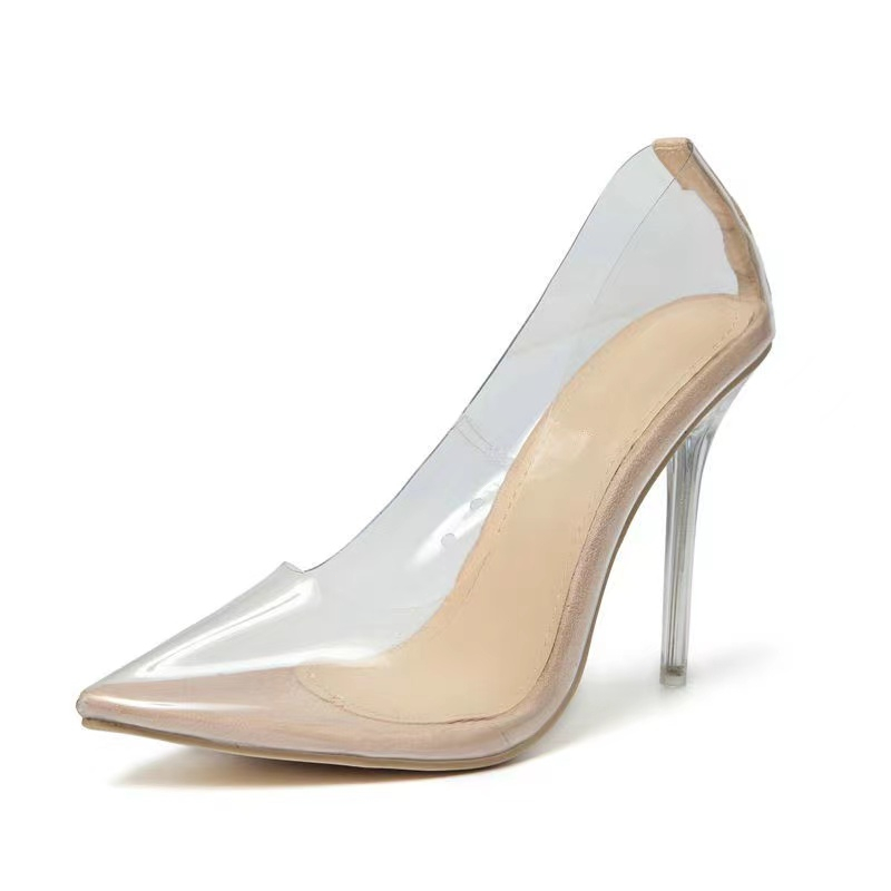 PVC High Heels Women Sexy Transparent Crystal Heel Pointed Toe | Shopee ...