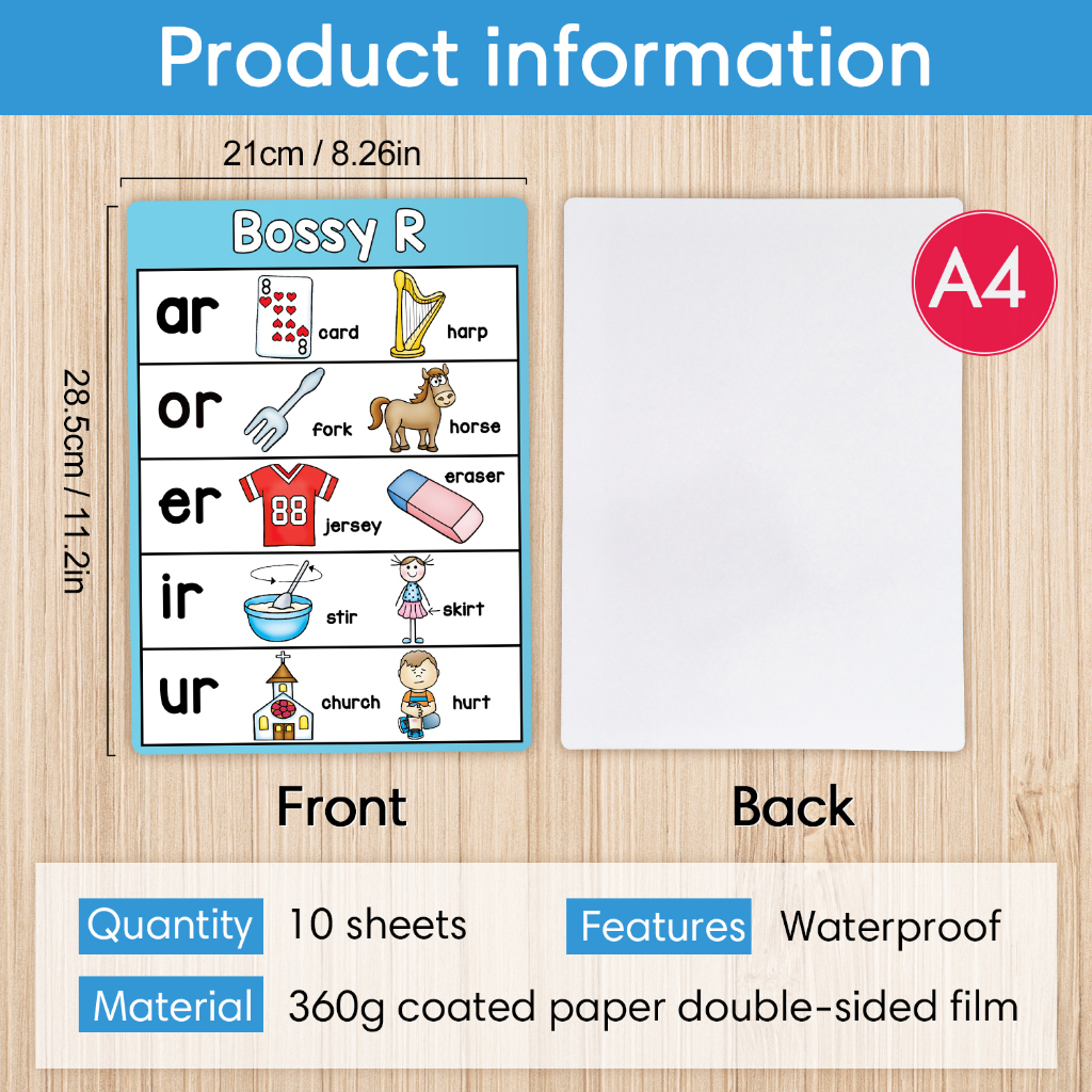 10Pcs /set English Phonics Alphabet Posters Wall Chart Educational ...