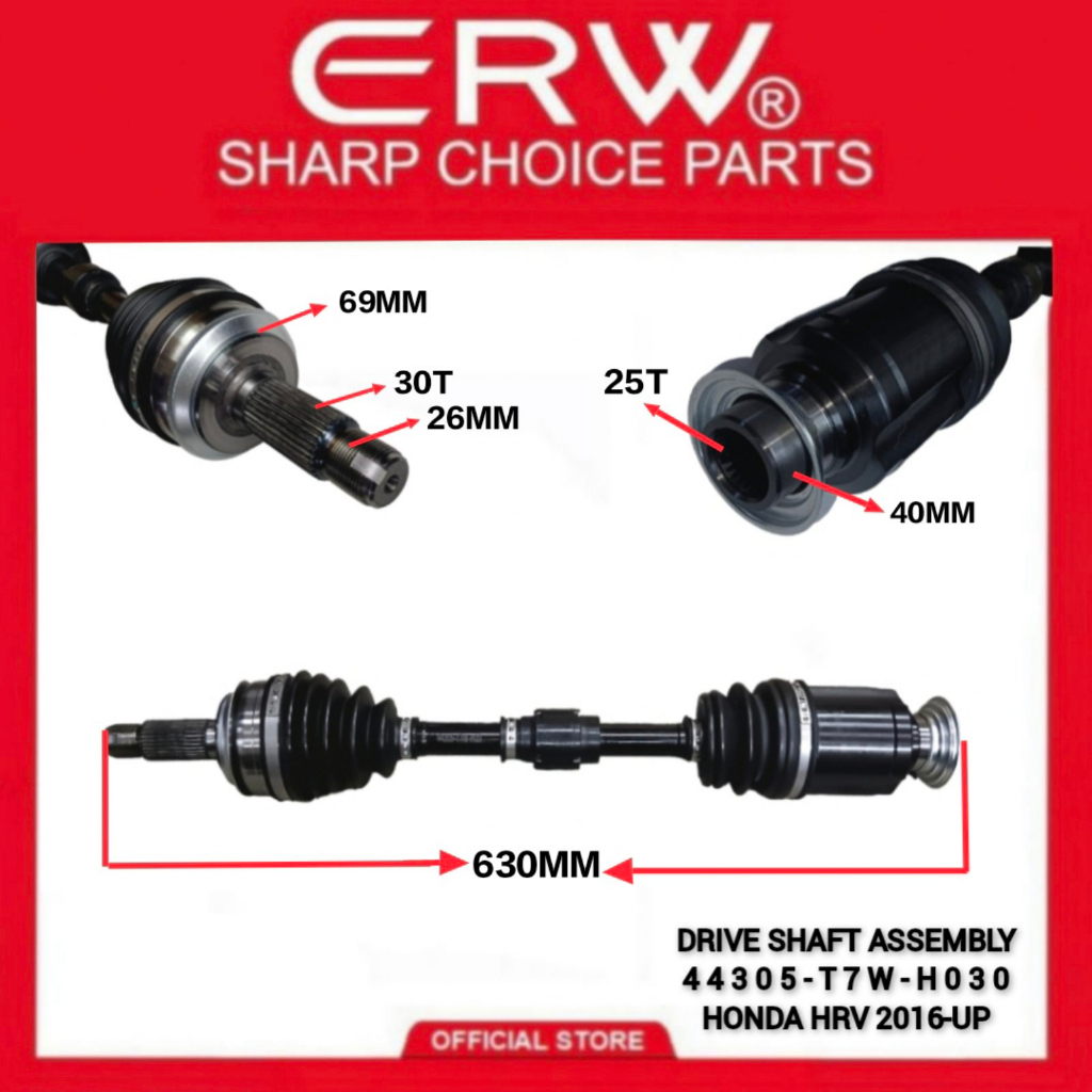 DRIVE SHAFT ASSEMBLY Replacement Part No. ( 44305T7WH030 ) HONDA HRV