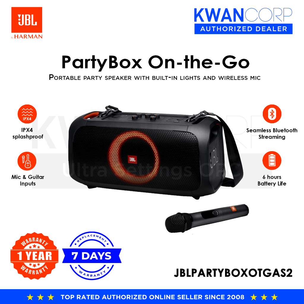 JBL PARTYBOX ON-THE-GO Portable party speaker with built-in lights and ...